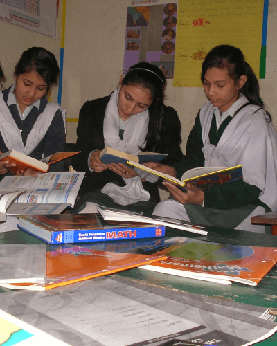 Girls students reading